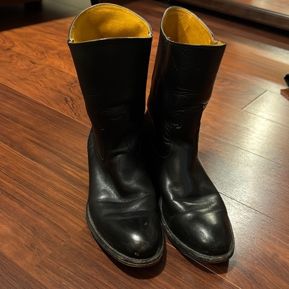 Frye Black Cowboy Western Boots Classic Leather - Picture 1 of 5